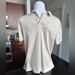 Banana Republic Light Tan Polo Shirt Medium | White Piping | Great Condition